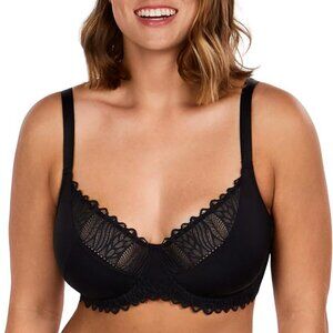HSIA Minimizer Bra with Lace 40 DDD/F (black) NWT